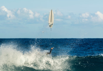 Obraz premium Flying surfboard, Bondi Beach, Sydney