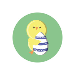 cute chicken with easter egg, block style design