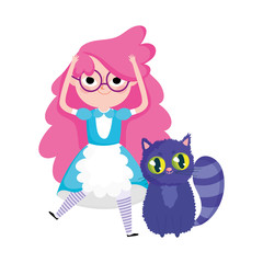 girl and cat wonderland cartoon characters