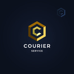 Abstract Letter C courier logo vector