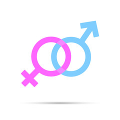 Gender symbol, male and female icon, flat design template, vector illustration