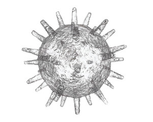 3d Coronavirus 2019 COVID-19 isolated on white  background. 3d render illustration with clipping path.