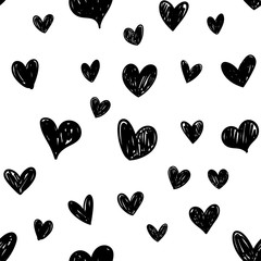 Heart doodles seamless pattern