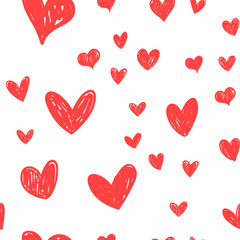Heart doodles seamless pattern
