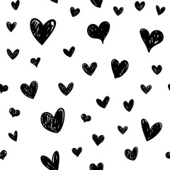 Heart doodles seamless pattern