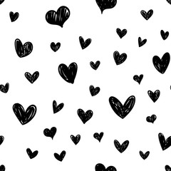 Heart doodles seamless pattern