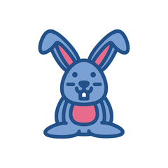 cute bunny icon, colorful and line style design