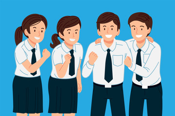 Elementary international school student team. have working together to succeed.