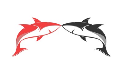 Two shark illustration vector