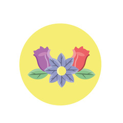 beautiful flower and roses icon, block style design