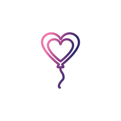 heart shaped helium balloon,gradient style icon