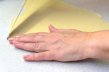 Making homemade delicious manta rays. Closeup.