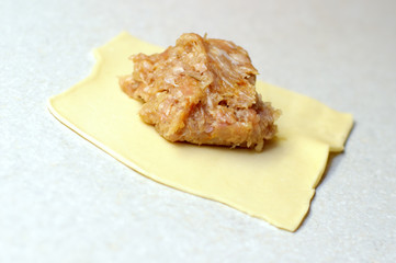 Making homemade delicious manta rays. Closeup.