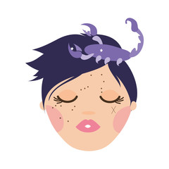 beautiful woman with scorpio zodiac sign