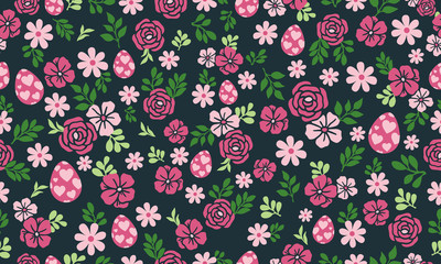 Elegant template for Easter with simple egg and flower pattern background design.