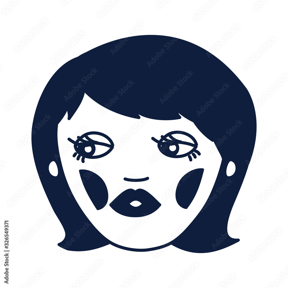 Sticker young woman head avatar character