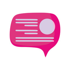 pink speech bubble icon, colorful design
