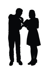 Man and woman read a book together silhouette