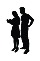 Man and woman read a book together silhouette