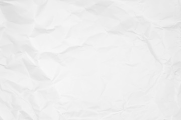 White crumpled paper texture background. Clean white paper. Top view.	