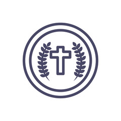 Holy host communion icon, line style design