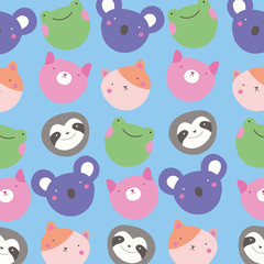 cute little animals kawaii characters pattern