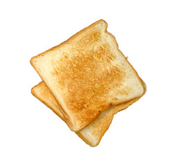 Two toast bread isolated on white background, with clipping path