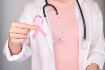 World Breast Cancer Day Concept,health care - Pink ribbon,Stethoscope,red heart for breast cancer...