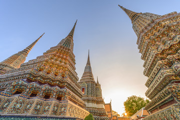 Phra Maha Chedi Si Rajakarn in Wat Pho Temple (Wat Phra Chetuphon Wimon Mangkhalaram Rajwaramahawihan), located South of the Grand Palace (Bangkok, Thailand)
