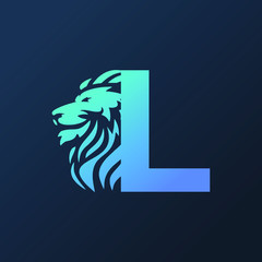 initial letter logo with lion head