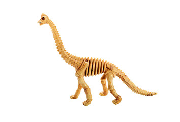 Obraz na płótnie Canvas plastic toy bone of brachiosaurus isolate on white background with clipping paths
