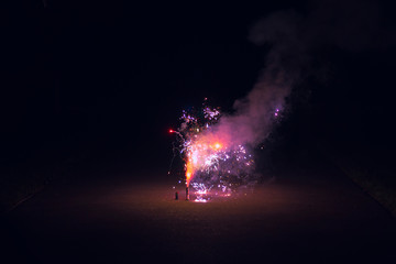 Fireworks colorful sparks. 