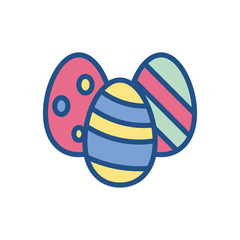 colorful easter eggs, flat style icon