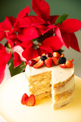 cake with berries