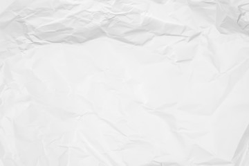 White crumpled paper texture background. Clean white paper. Top view.	