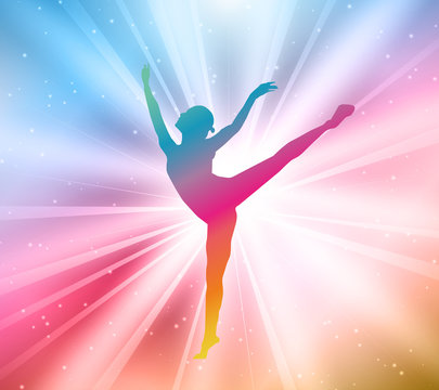 A Ballet Dancer Silhouettes, Colorful, Rainbow