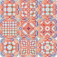 National ornamental patterns in the ceramic tiles.