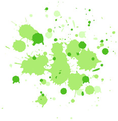 Watercolor splash in green on white background