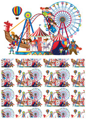 Seamless background design with children at circus