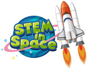 Sticker template for word STEM in space