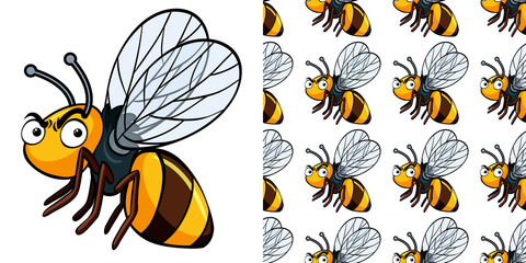 Seamless background design with angry bee