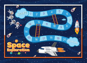 Game template with spaceship and astronauts in background