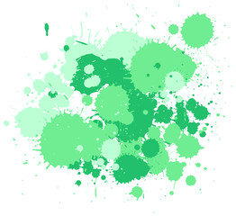 Watercolor splash in green on white background