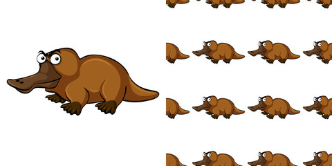 Seamless background design with cute platypus