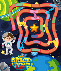 Game template with astronaut in space background