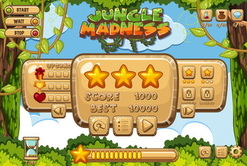 Computer game with many trees and menu bars in background