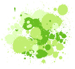 Watercolor splash in green on white background