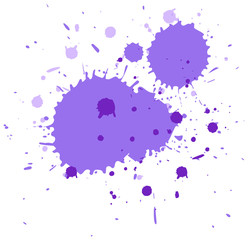 Watercolor splash in purple on white background