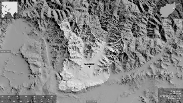 Laghman, Afghanistan - composition. Grayscale