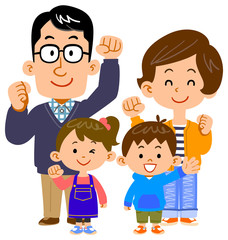 幸せそうな四人家族